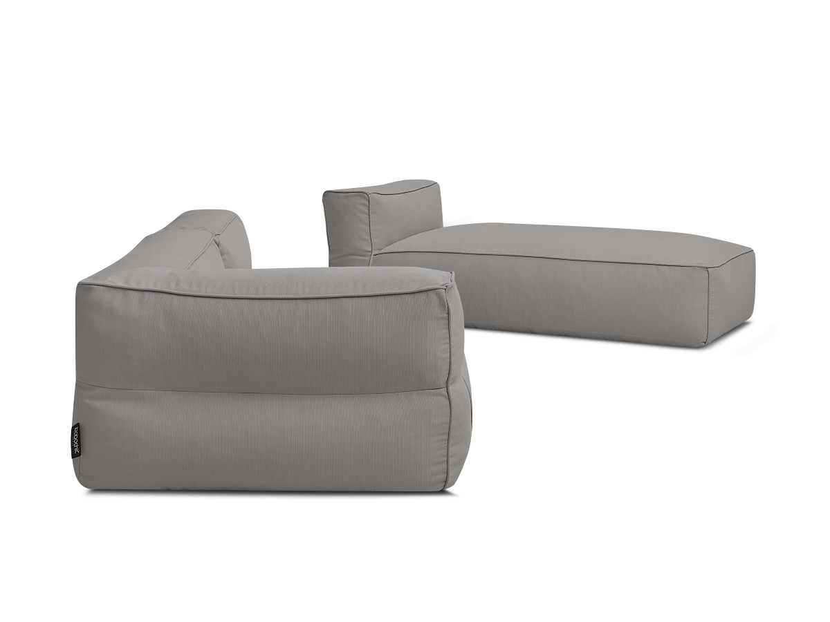 Modulaire tuinbank GIULIA met beschermhoes, 1 eenpersoonsfauteuil, 1 hoekbank en 1 chaise longue