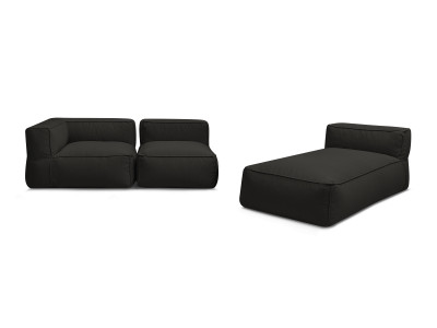 Canapé de jardin modulable GIULIA avec bâche de protection, 1 chauffeuse 1 place, 1 angle et 1 méridienne