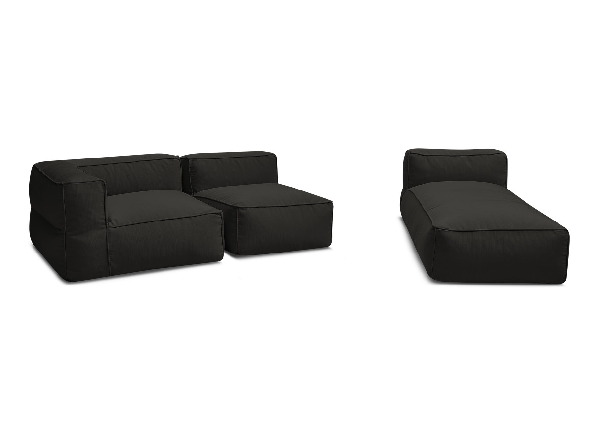 Canapé de jardin modulable GIULIA avec bâche de protection, 1 chauffeuse 1 place, 1 angle et 1 méridienne
