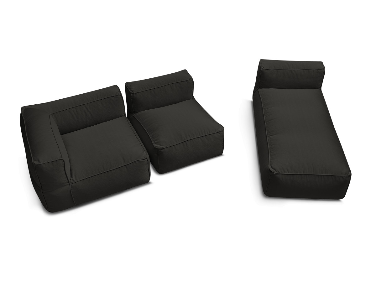 Canapé de jardin modulable GIULIA avec bâche de protection, 1 chauffeuse 1 place, 1 angle et 1 méridienne