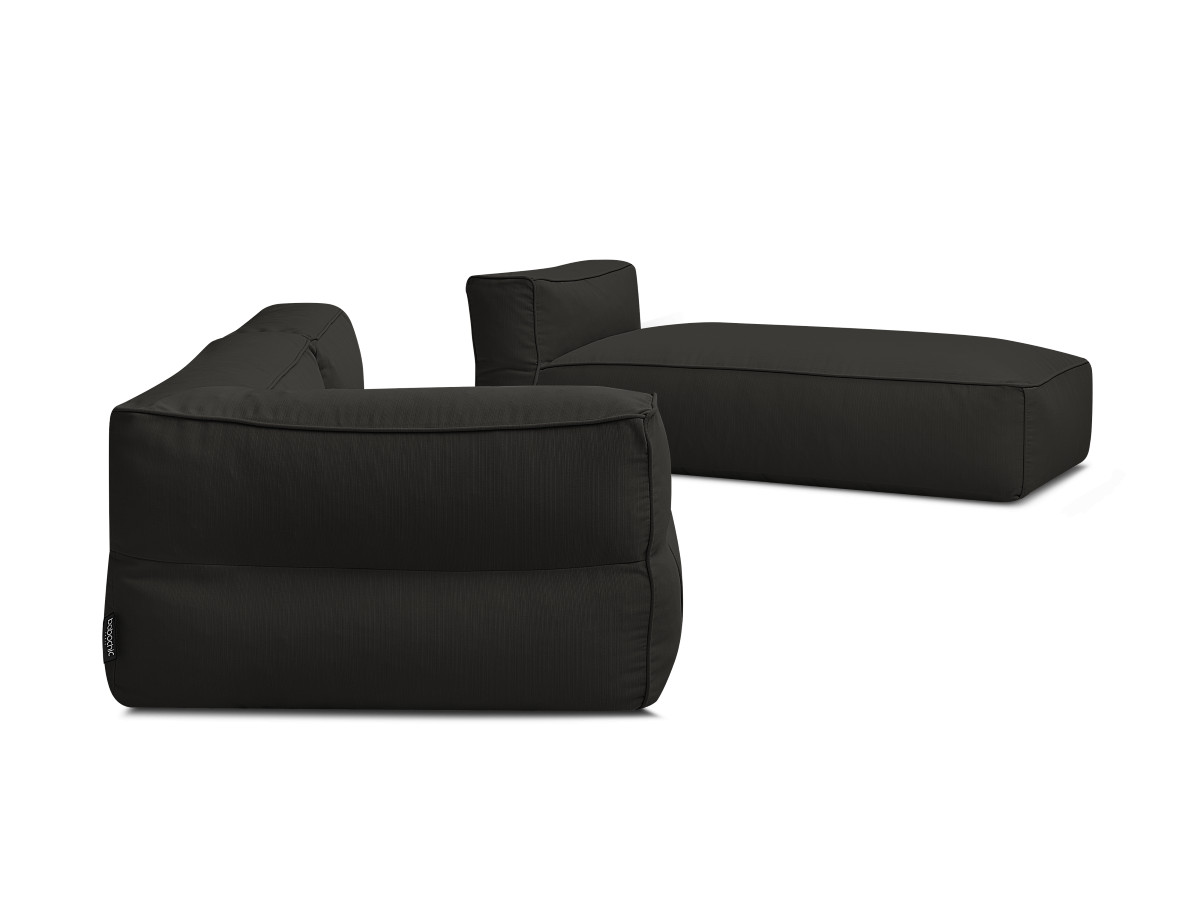 Canapé de jardin modulable GIULIA avec bâche de protection, 1 chauffeuse 1 place, 1 angle et 1 méridienne