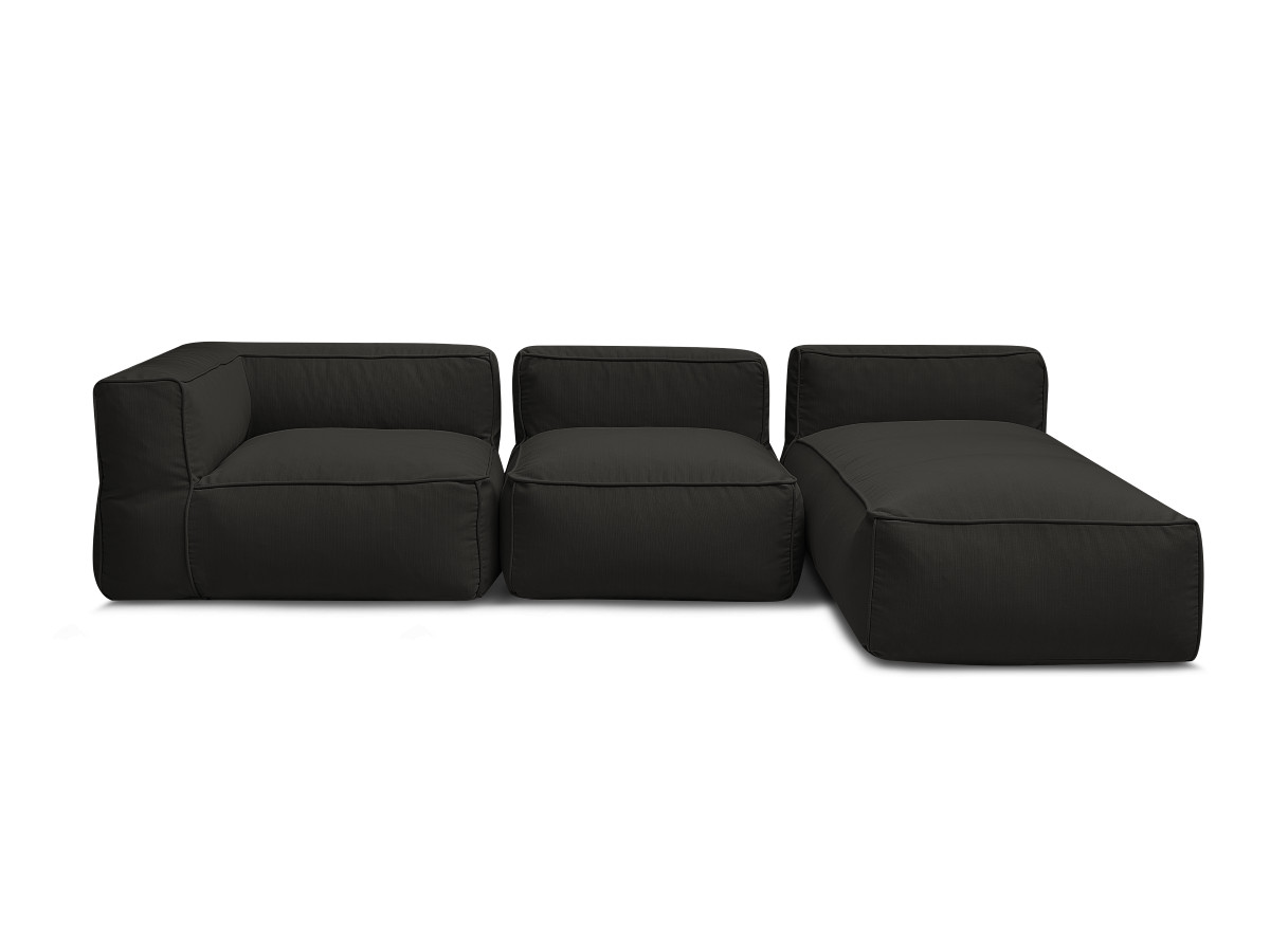 Canapé de jardin modulable GIULIA avec bâche de protection, 1 chauffeuse 1 place, 1 angle et 1 méridienne