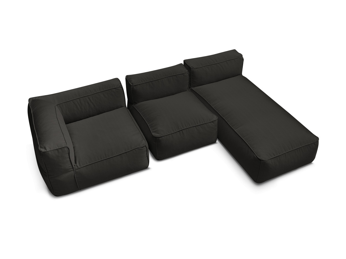 Canapé de jardin modulable GIULIA avec bâche de protection, 1 chauffeuse 1 place, 1 angle et 1 méridienne