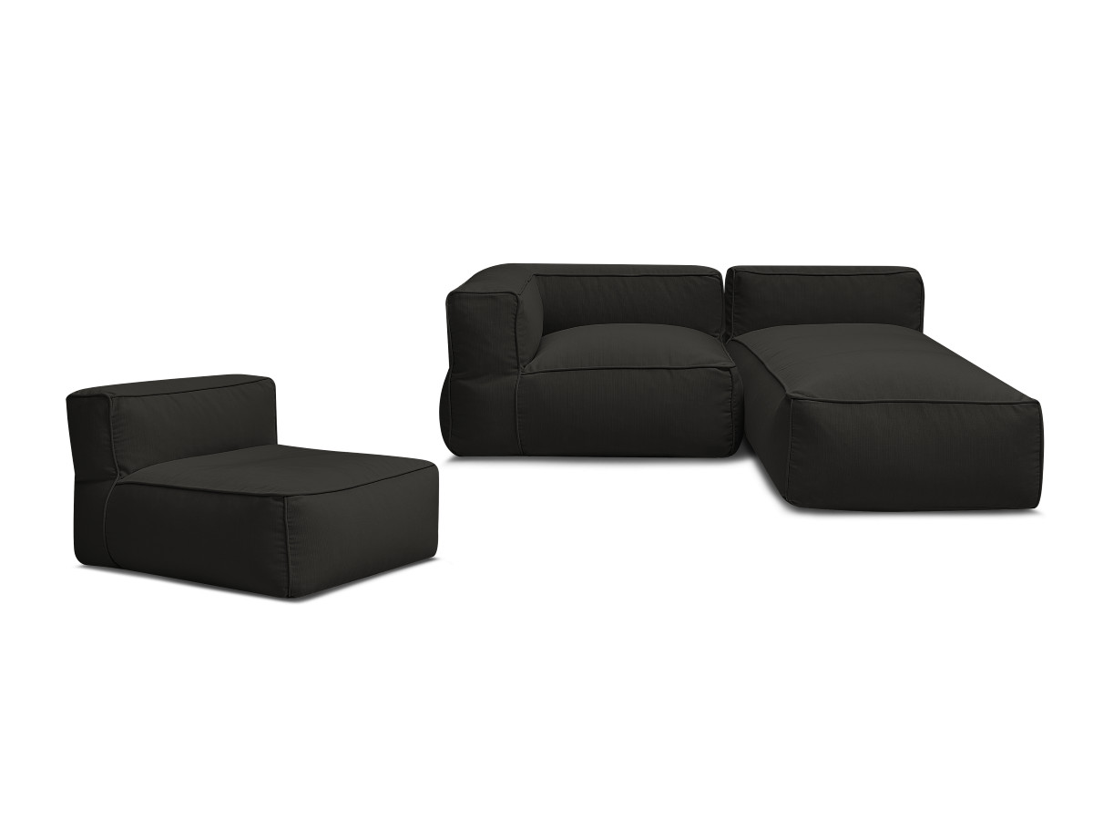 Canapé de jardin modulable GIULIA avec bâche de protection, 1 chauffeuse 1 place, 1 angle et 1 méridienne