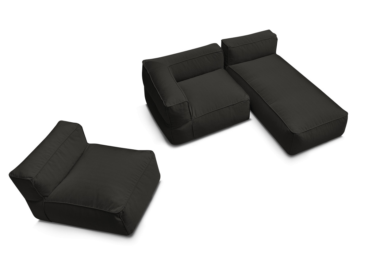 Canapé de jardin modulable GIULIA avec bâche de protection, 1 chauffeuse 1 place, 1 angle et 1 méridienne