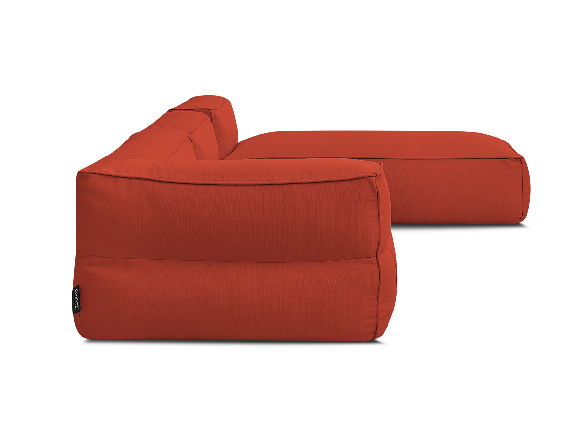 Canapé d'angle fixe EVEREST tissu chiné - Orange - Angle droit - 10 coussins