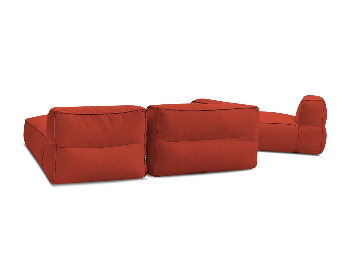 Canapé d'angle fixe EVEREST tissu chiné - Orange - Angle droit - 10 coussins