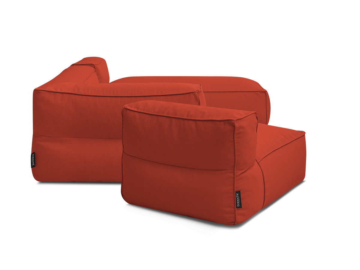 Canapé d'angle fixe EVEREST tissu chiné - Orange - Angle droit - 10 coussins