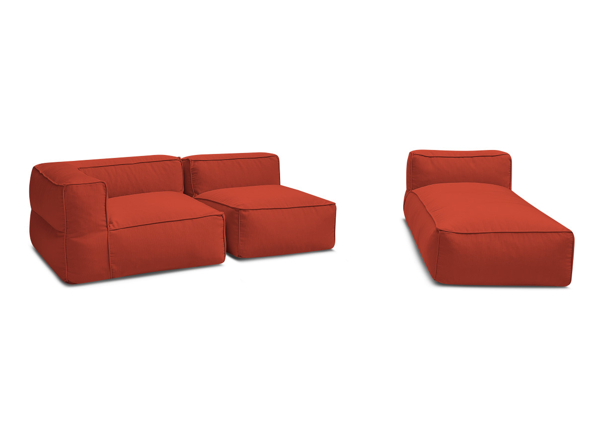 Canapé d'angle fixe EVEREST tissu chiné - Orange - Angle droit - 10 coussins
