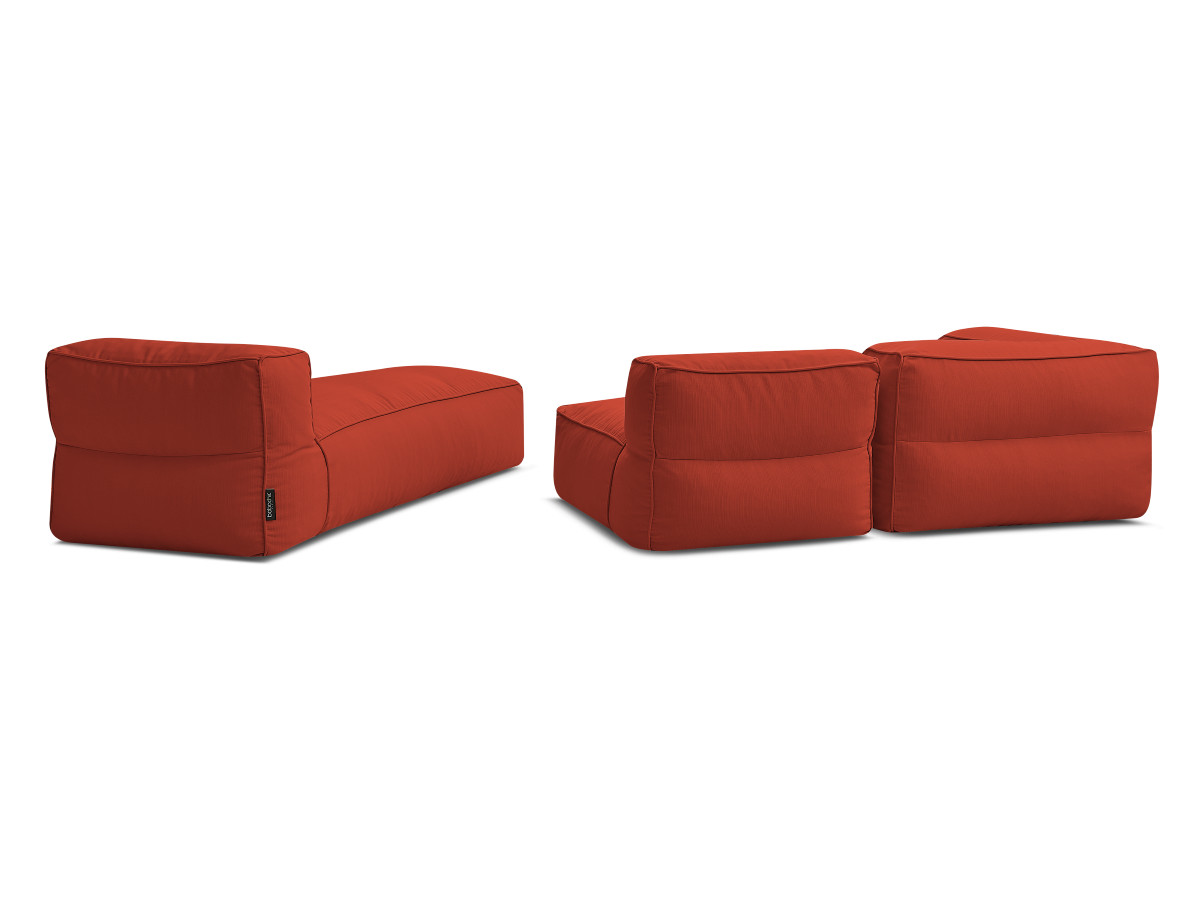 Canapé d'angle fixe EVEREST tissu chiné - Orange - Angle droit - 10 coussins
