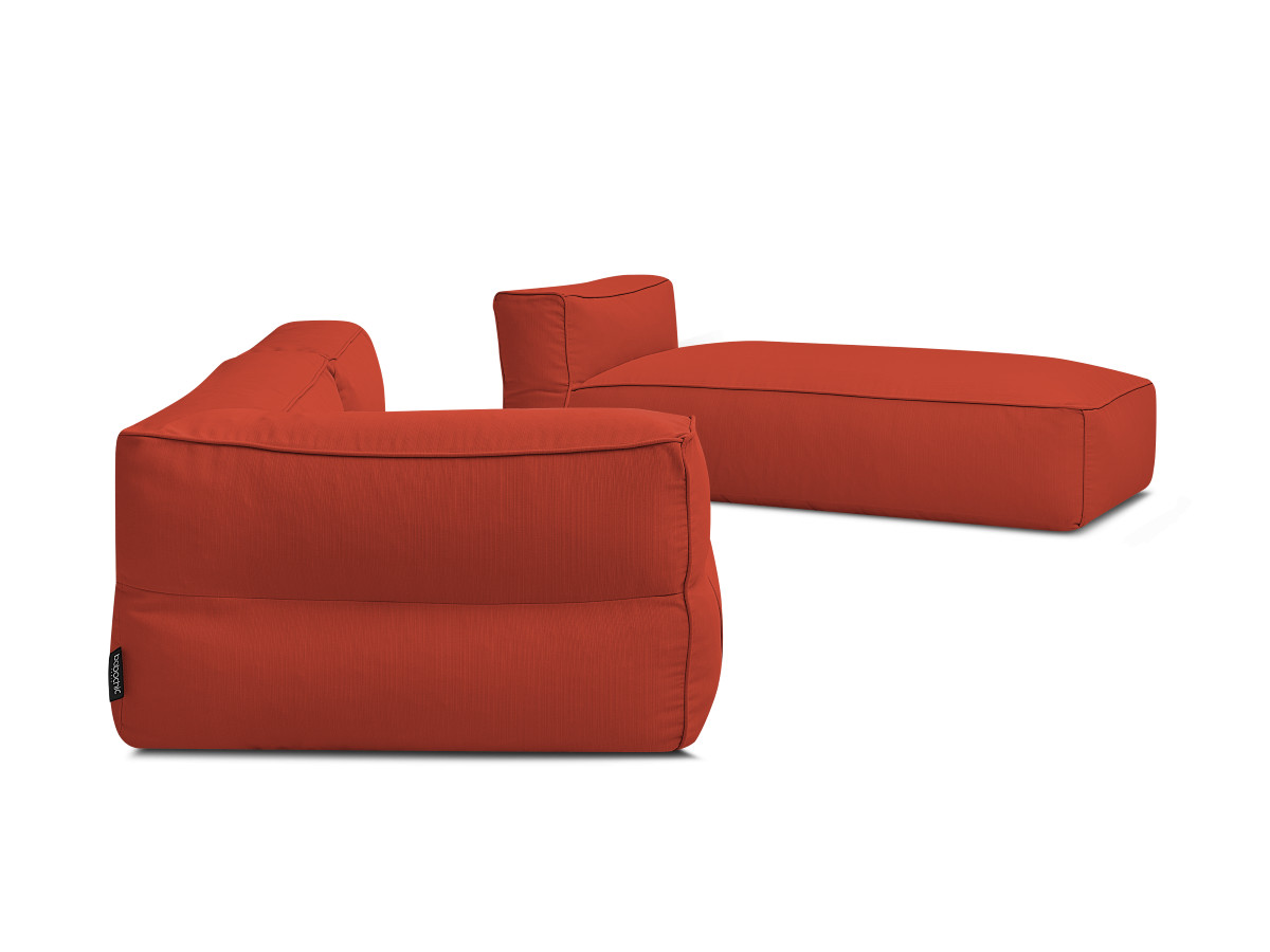Canapé d'angle fixe EVEREST tissu chiné - Orange - Angle droit - 10 coussins