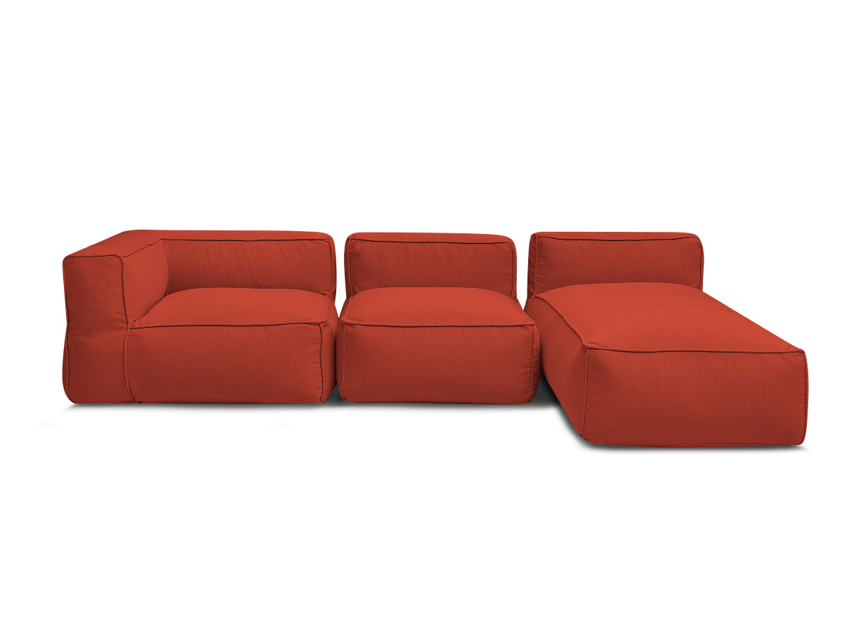 Canapé d'angle fixe EVEREST tissu chiné - Orange - Angle droit - 10 coussins
