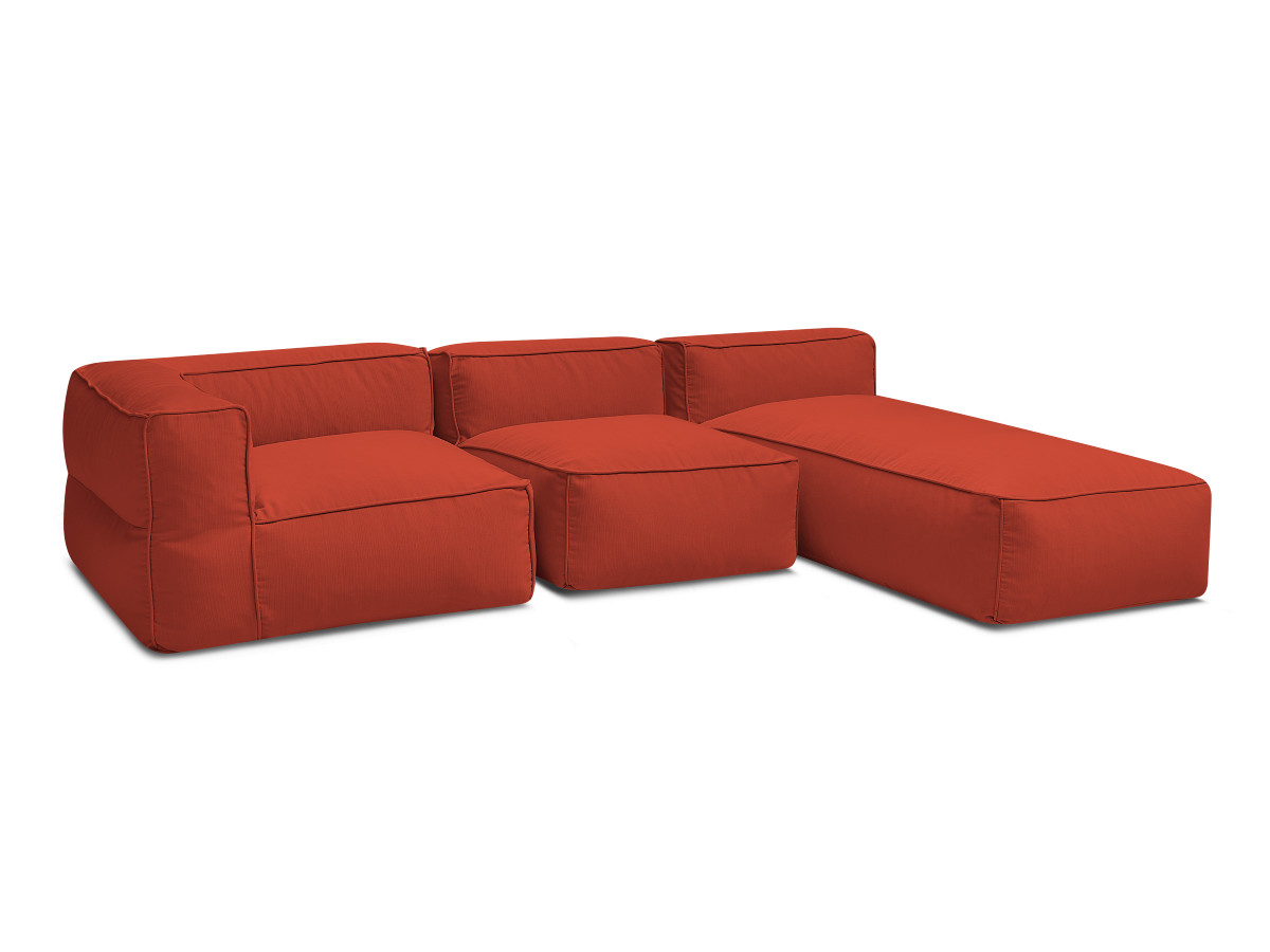Canapé d'angle fixe EVEREST tissu chiné - Orange - Angle droit - 10 coussins