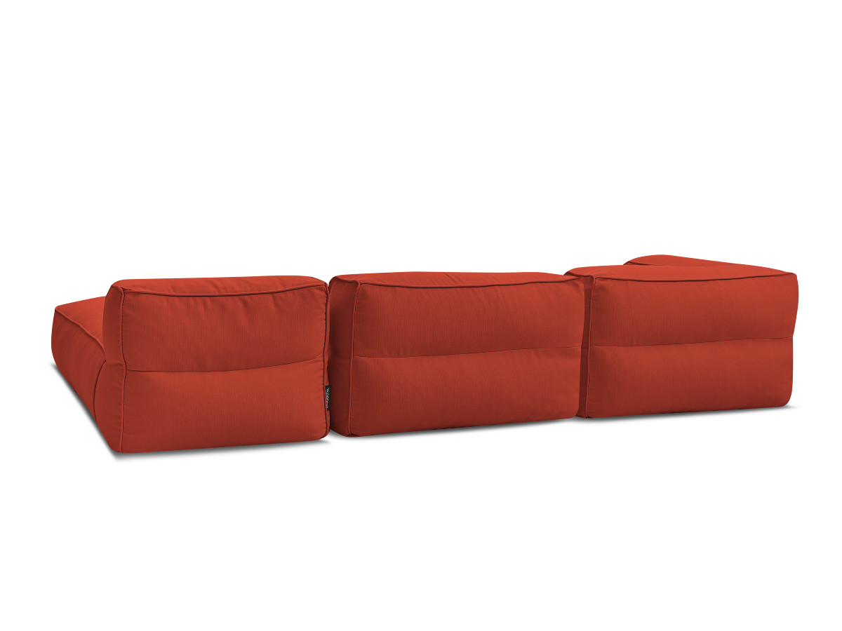 Canapé d'angle fixe EVEREST tissu chiné - Orange - Angle droit - 10 coussins