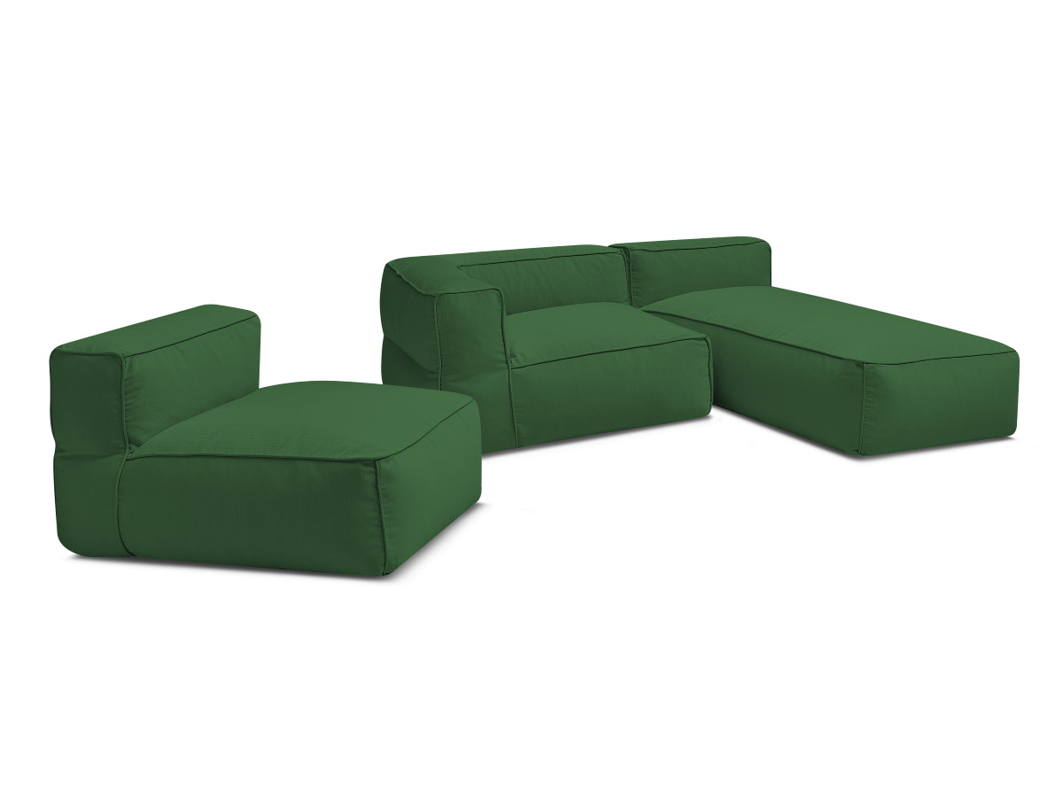 Canapé de jardin modulable GIULIA avec bâche de protection, 1 chauffeuse 1 place, 1 angle et 1 méridienne