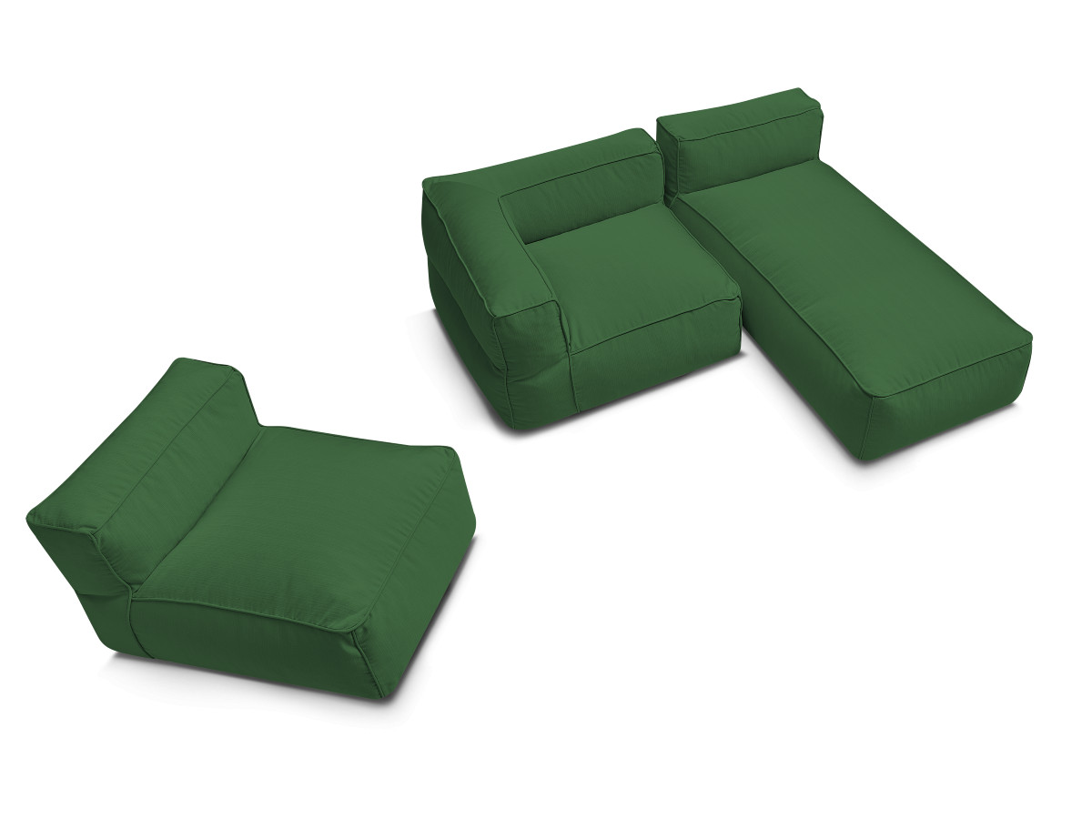 Canapé de jardin modulable GIULIA avec bâche de protection, 1 chauffeuse 1 place, 1 angle et 1 méridienne