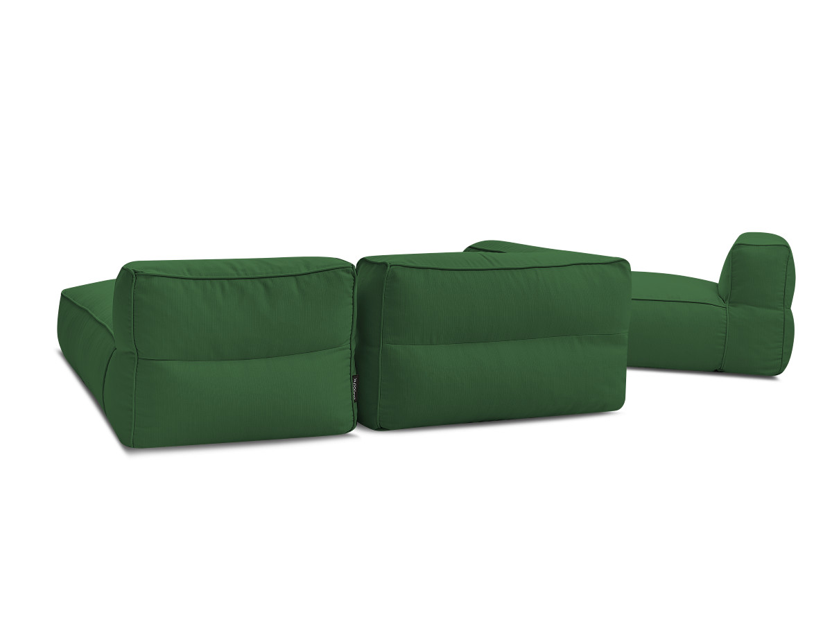 Canapé de jardin modulable GIULIA avec bâche de protection, 1 chauffeuse 1 place, 1 angle et 1 méridienne