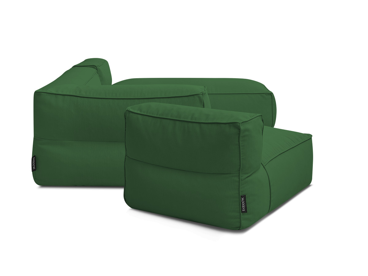 Canapé de jardin modulable GIULIA avec bâche de protection, 1 chauffeuse 1 place, 1 angle et 1 méridienne