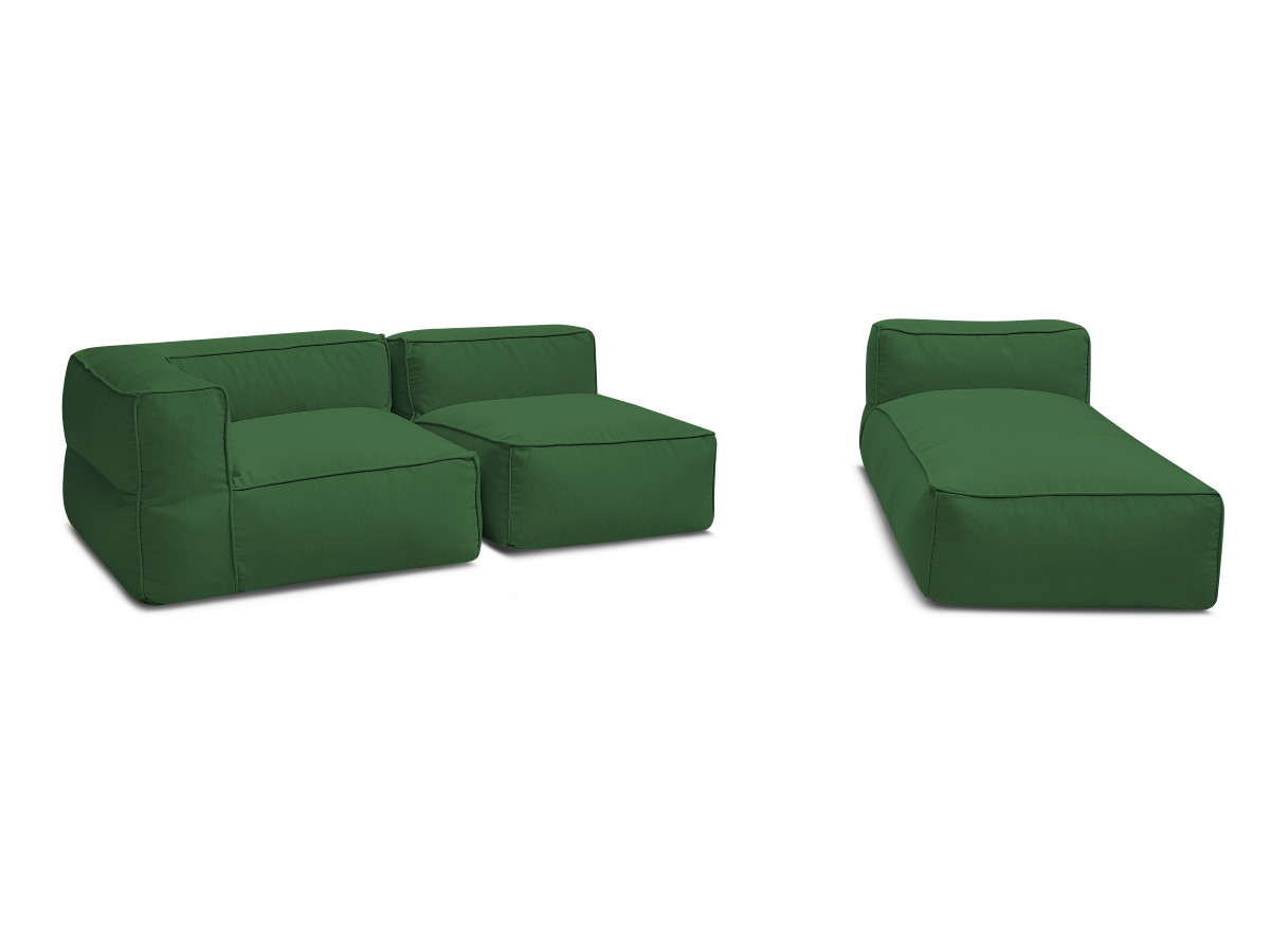 Canapé de jardin modulable GIULIA avec bâche de protection, 1 chauffeuse 1 place, 1 angle et 1 méridienne