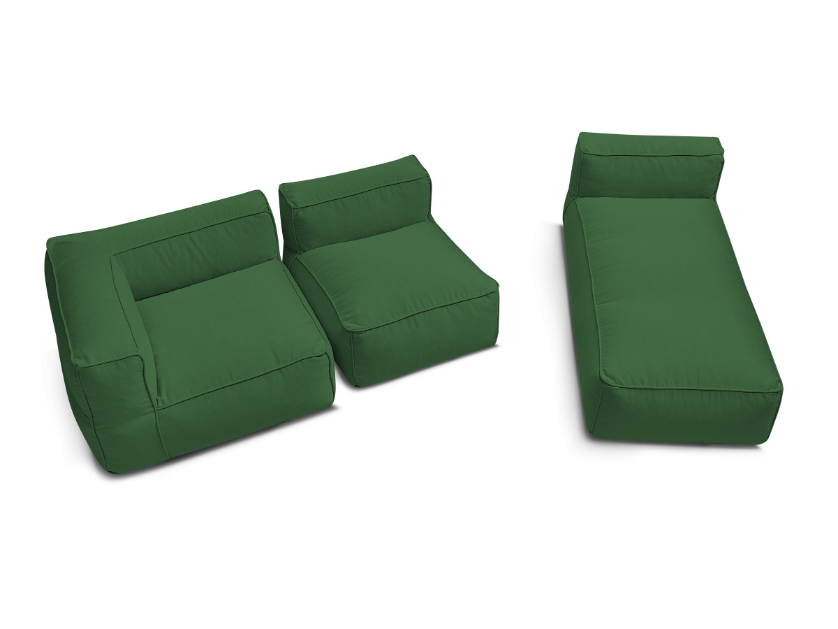 Canapé de jardin modulable GIULIA avec bâche de protection, 1 chauffeuse 1 place, 1 angle et 1 méridienne