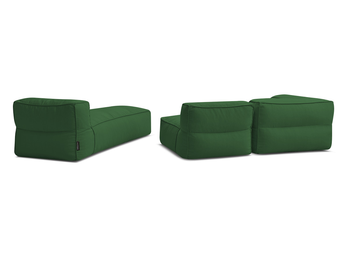 Canapé de jardin modulable GIULIA avec bâche de protection, 1 chauffeuse 1 place, 1 angle et 1 méridienne