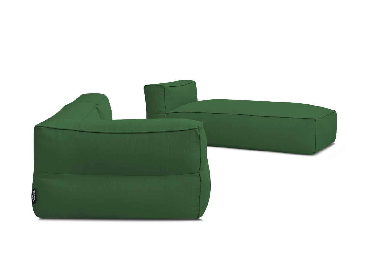 Canapé de jardin modulable GIULIA avec bâche de protection, 1 chauffeuse 1 place, 1 angle et 1 méridienne