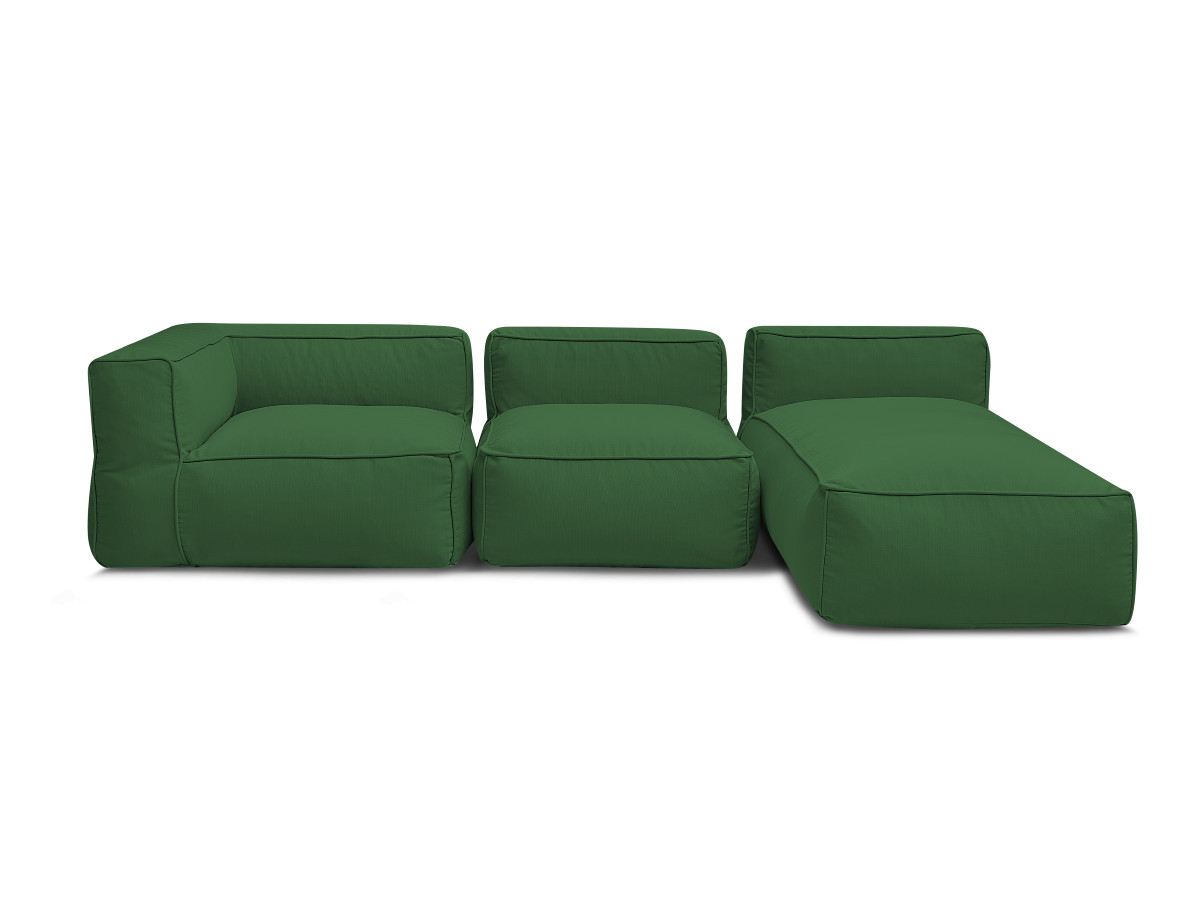 Canapé de jardin modulable GIULIA avec bâche de protection, 1 chauffeuse 1 place, 1 angle et 1 méridienne