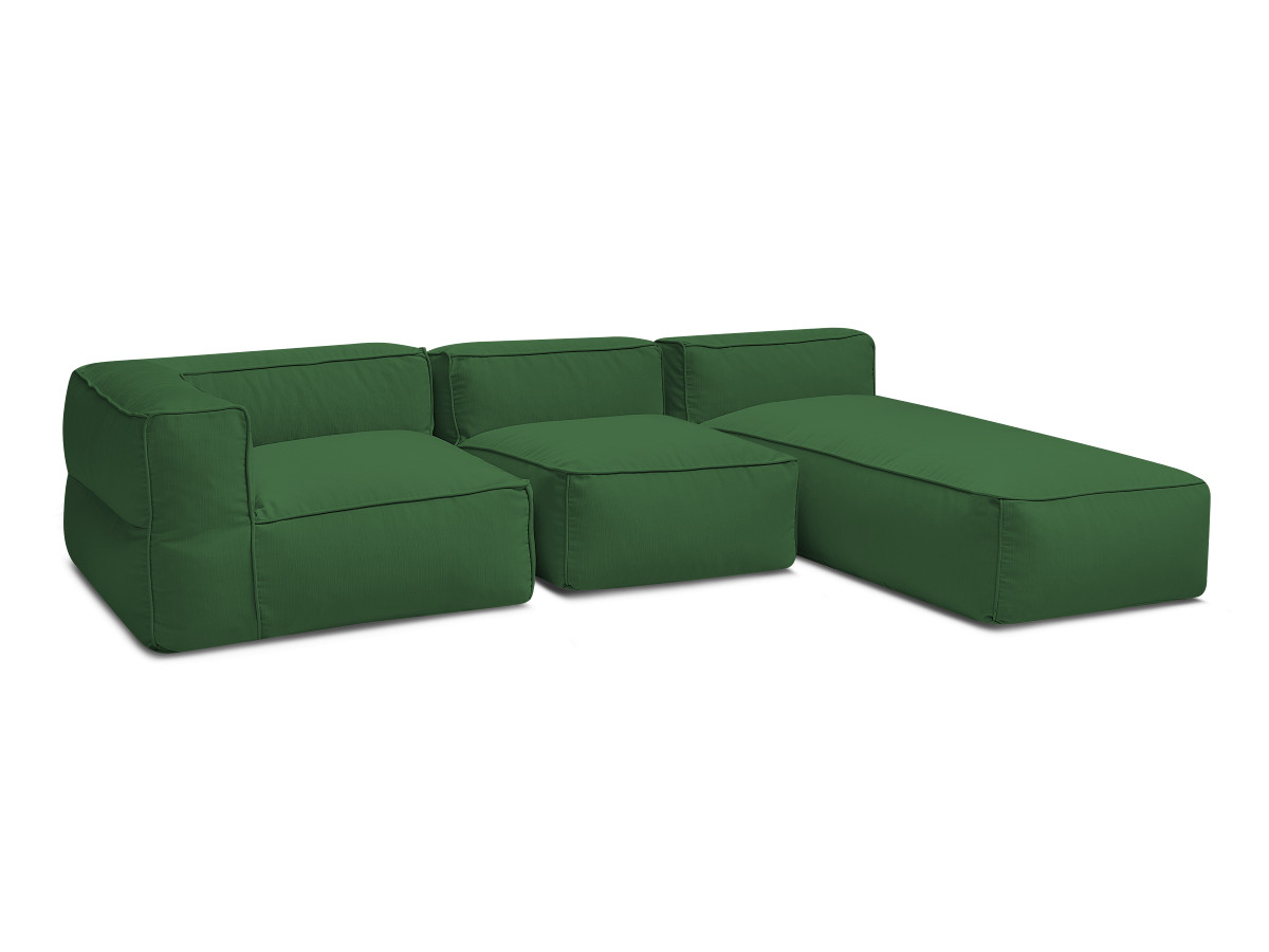 Canapé de jardin modulable GIULIA avec bâche de protection, 1 chauffeuse 1 place, 1 angle et 1 méridienne