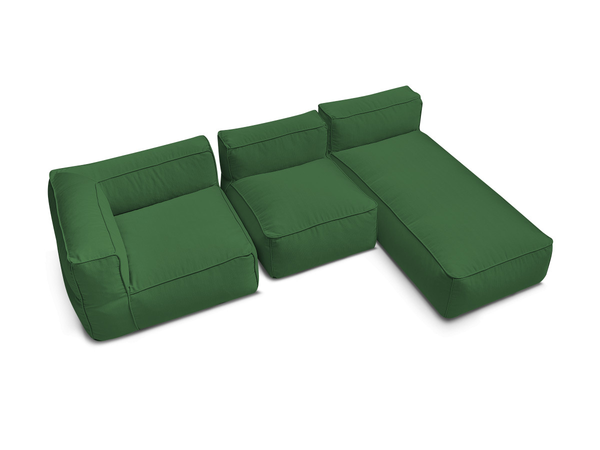 Canapé de jardin modulable GIULIA avec bâche de protection, 1 chauffeuse 1 place, 1 angle et 1 méridienne
