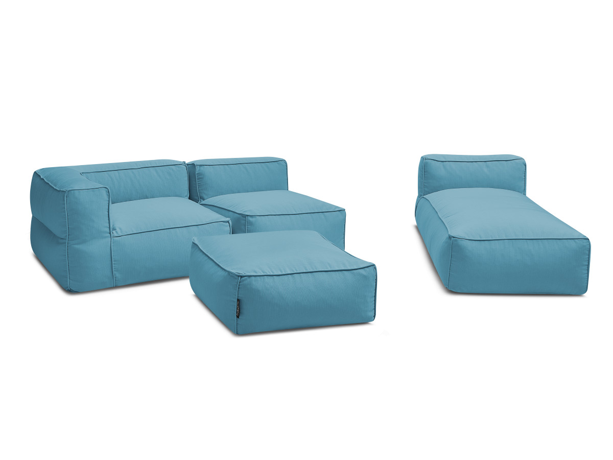 Canapé de jardin modulable GIULIA avec bâche de protection, bleu clair — vue 6