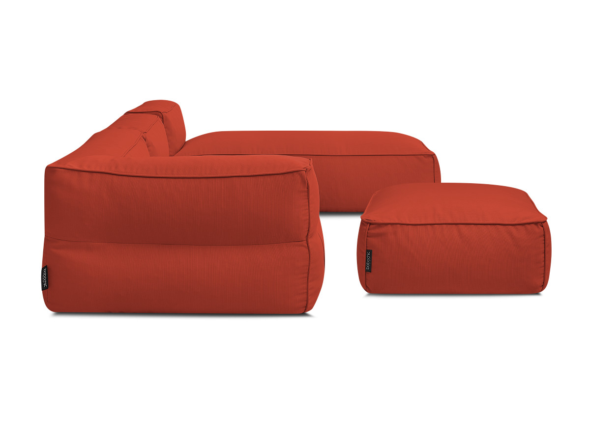 Canapé d'angle fixe EVEREST tissu chiné - Orange - Angle droit - 10 coussins