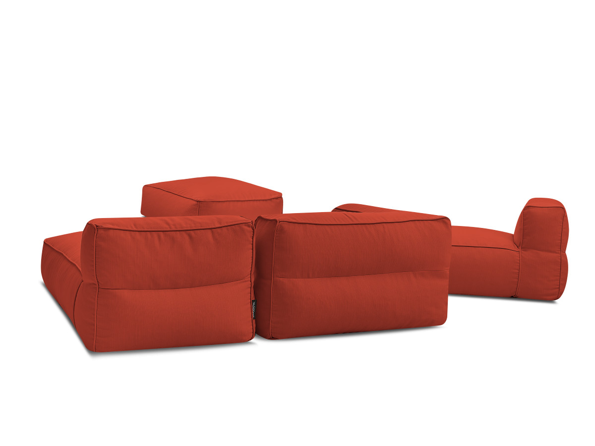 Canapé d'angle fixe EVEREST tissu chiné - Orange - Angle droit - 10 coussins