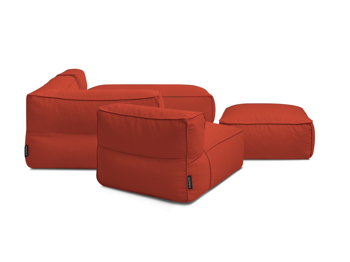 Canapé d'angle fixe EVEREST tissu chiné - Orange - Angle droit - 10 coussins