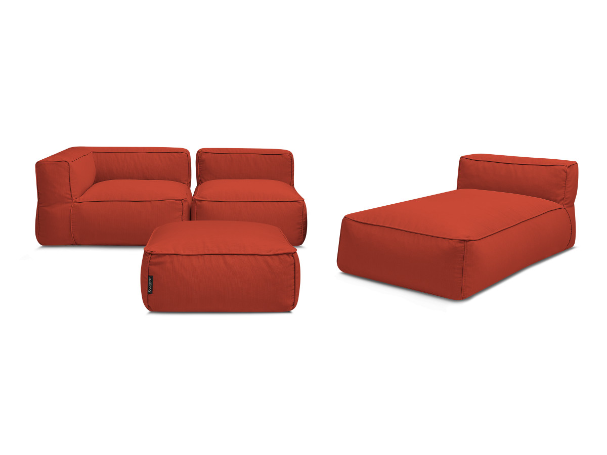 Canapé d'angle fixe EVEREST tissu chiné - Orange - Angle droit - 10 coussins