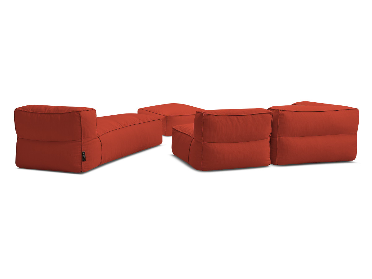 Canapé d'angle fixe EVEREST tissu chiné - Orange - Angle droit - 10 coussins