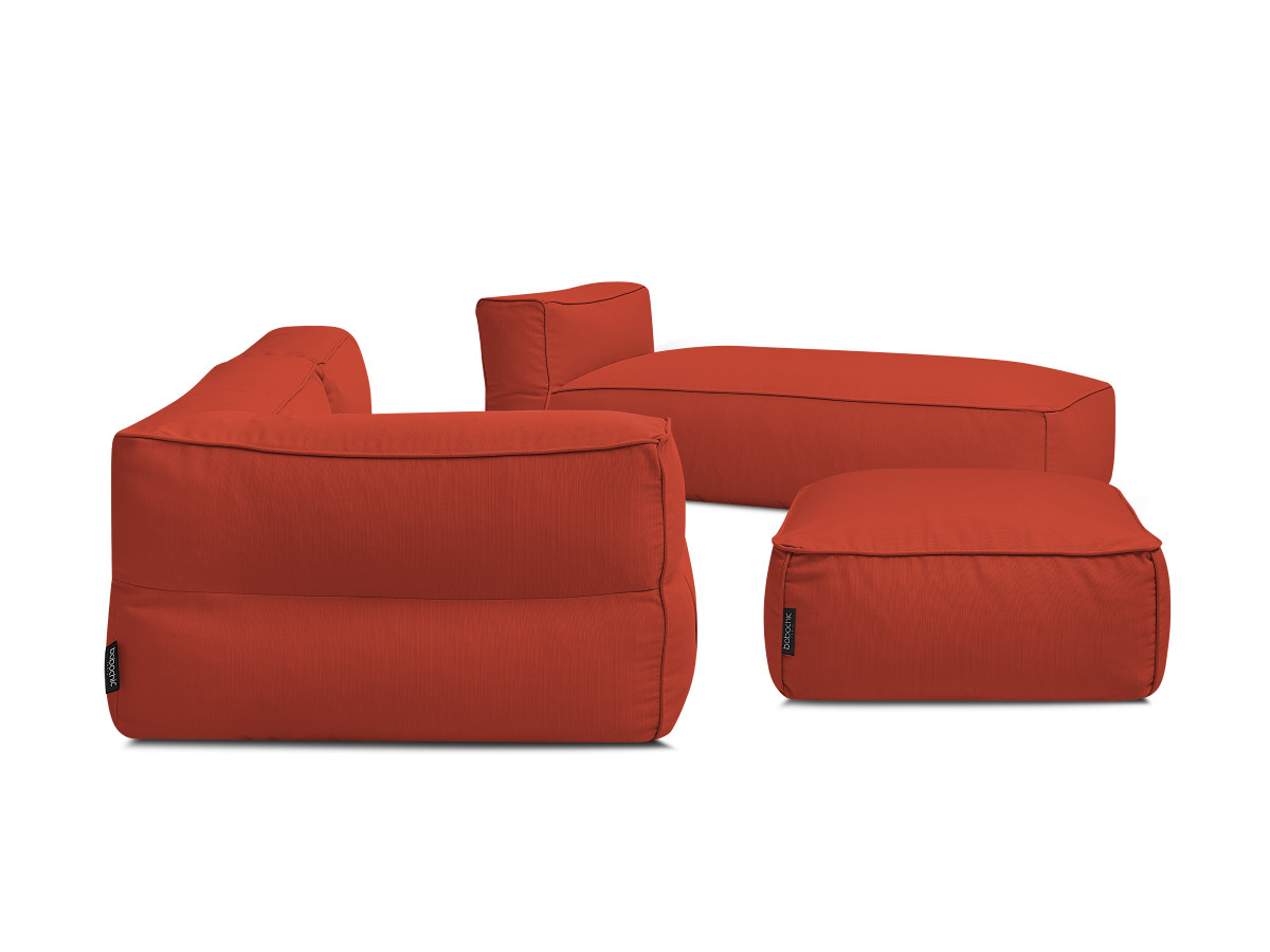 Canapé d'angle fixe EVEREST tissu chiné - Orange - Angle droit - 10 coussins