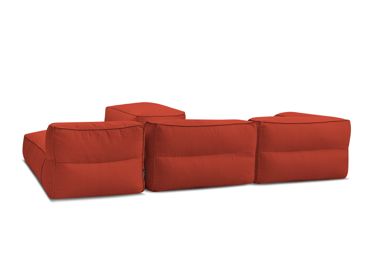 Canapé d'angle fixe EVEREST tissu chiné - Orange - Angle droit - 10 coussins