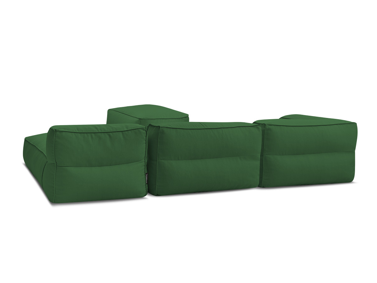 Canapé de jardin modulable GIULIA avec bâche de protection, 1 chauffeuse 1 place, 1 angle, 1 méridienne et 1 pouf