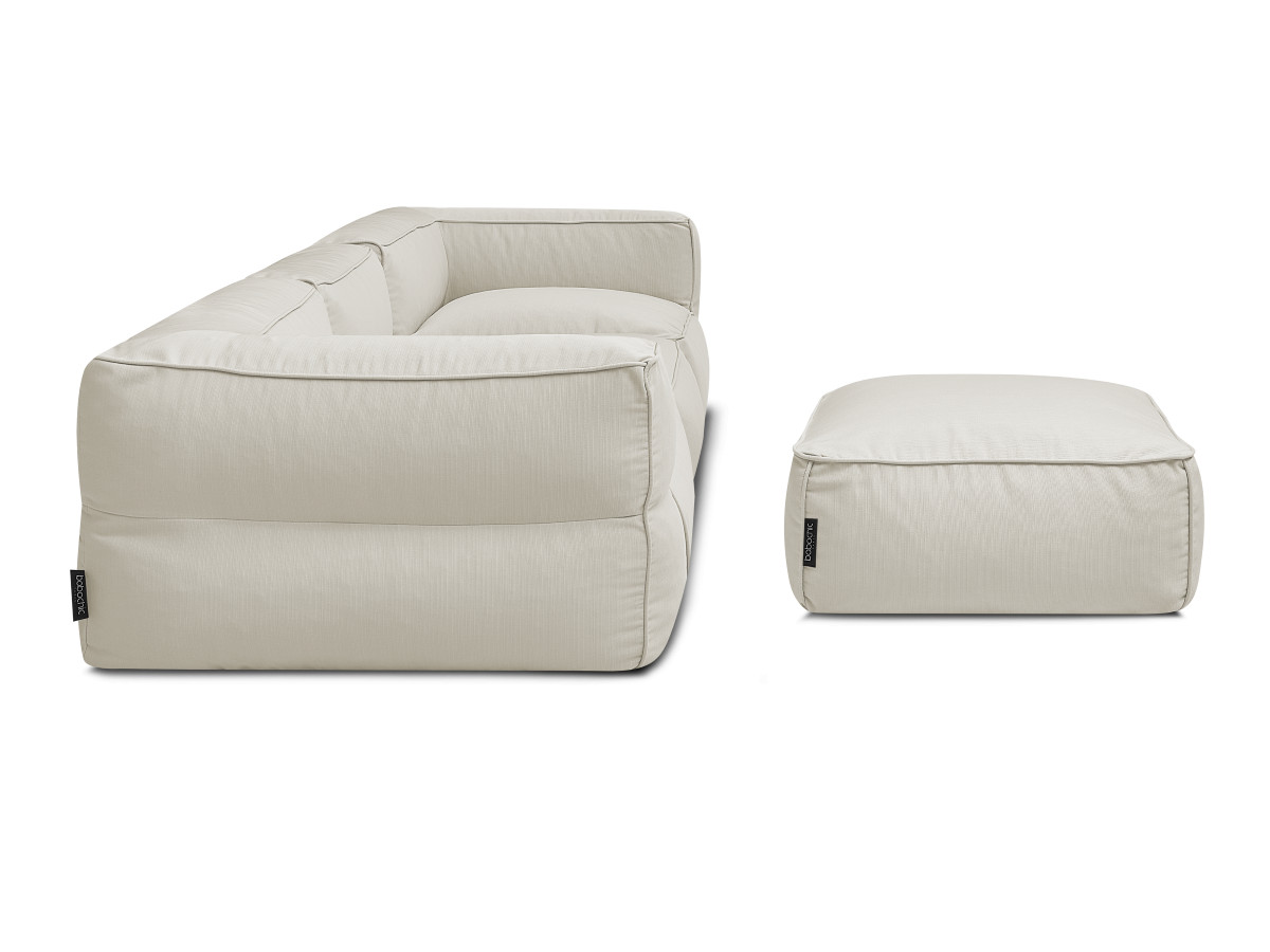 Modulaire tuinbank GIULIA met beschermhoes, 2 hoeken, 1 eenpersoonsfauteuil en 1 poef