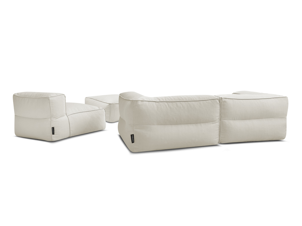 Modulaire tuinbank GIULIA met beschermhoes, 2 hoeken, 1 eenpersoonsfauteuil en 1 poef