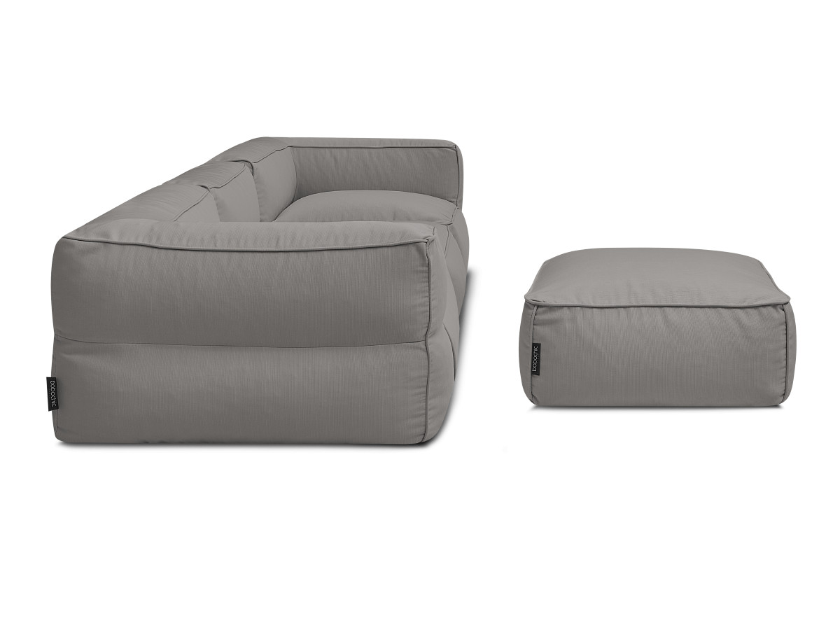 Modulaire tuinbank GIULIA met beschermhoes, 2 hoeken, 1 eenpersoonsfauteuil en 1 poef