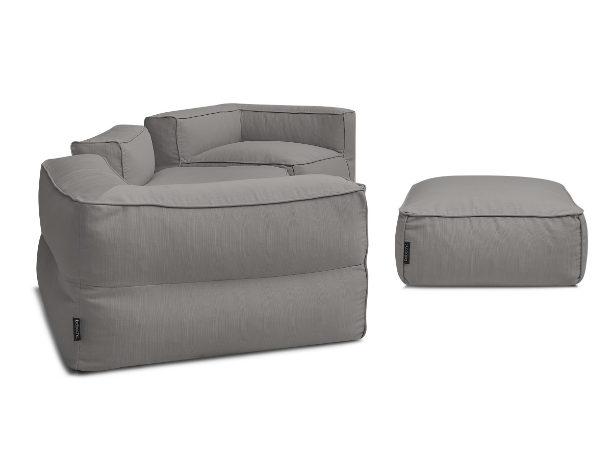 Modulaire tuinbank GIULIA met beschermhoes, 2 hoeken, 1 eenpersoonsfauteuil en 1 poef