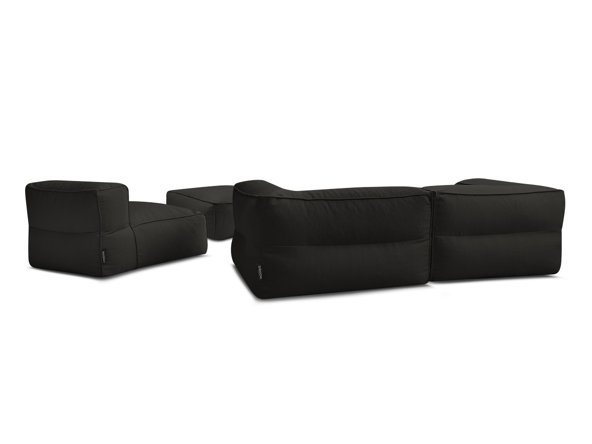 Modulaire tuinbank GIULIA met beschermhoes, 2 hoeken, 1 eenpersoonsfauteuil en 1 poef