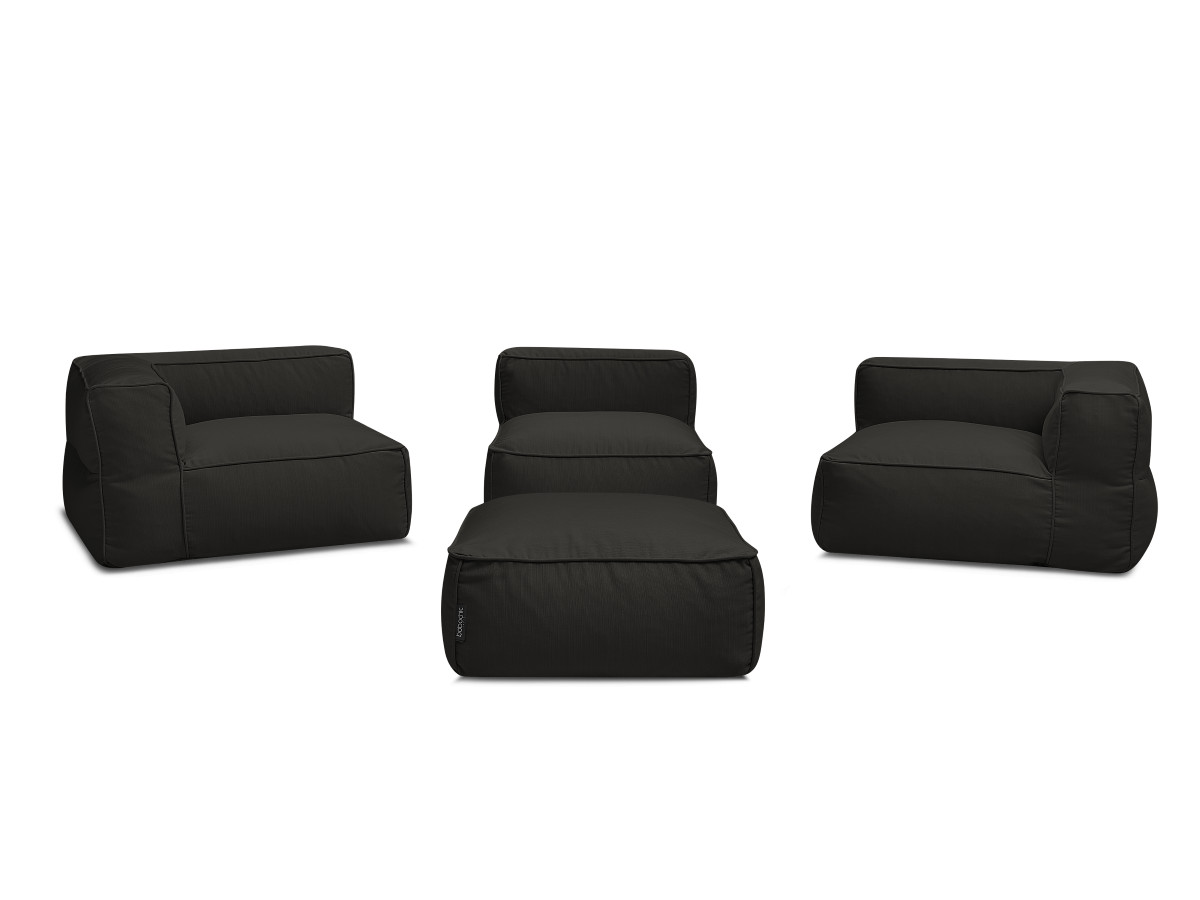 Modulaire tuinbank GIULIA met beschermhoes, 2 hoeken, 1 eenpersoonsfauteuil en 1 poef