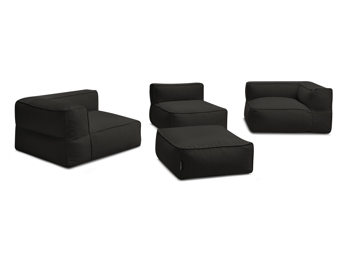 Canapé de jardin modulable GIULIA avec bâche de protection, 2 angles, noir — vue 6