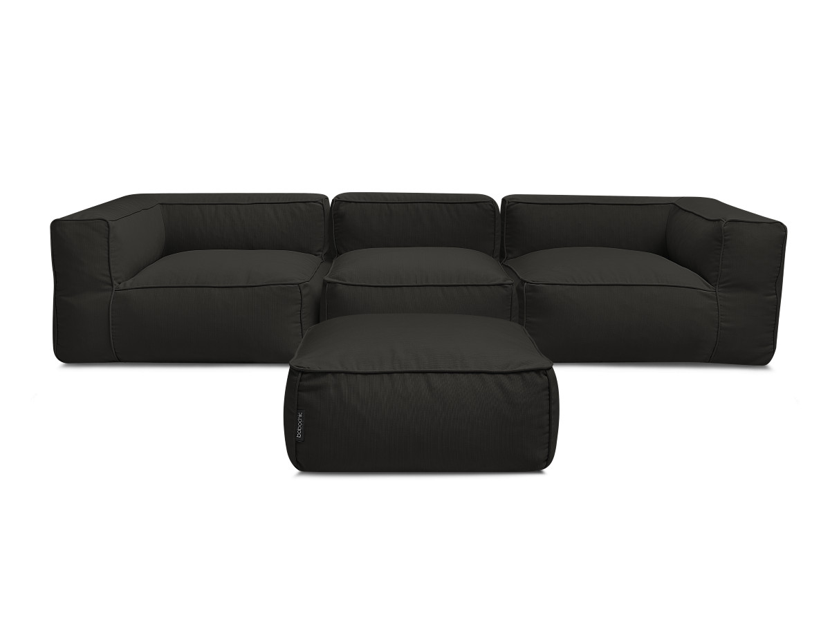 Modulaire tuinbank GIULIA met beschermhoes, 2 hoeken, 1 eenpersoonsfauteuil en 1 poef