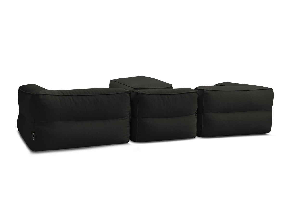 Modulaire tuinbank GIULIA met beschermhoes, 2 hoeken, 1 eenpersoonsfauteuil en 1 poef