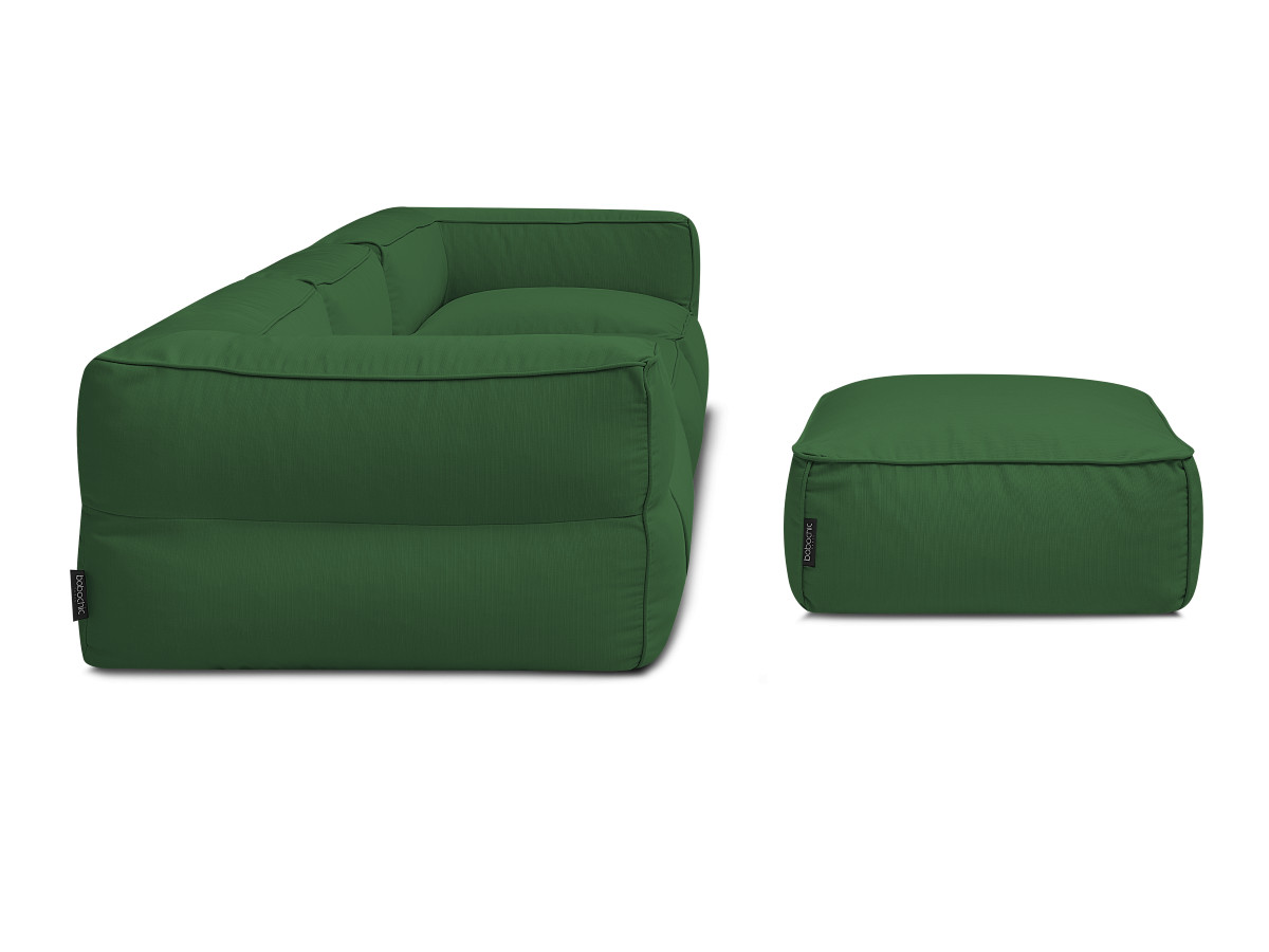 Modulaire tuinbank GIULIA met beschermhoes, 2 hoeken, 1 eenpersoonsfauteuil en 1 poef