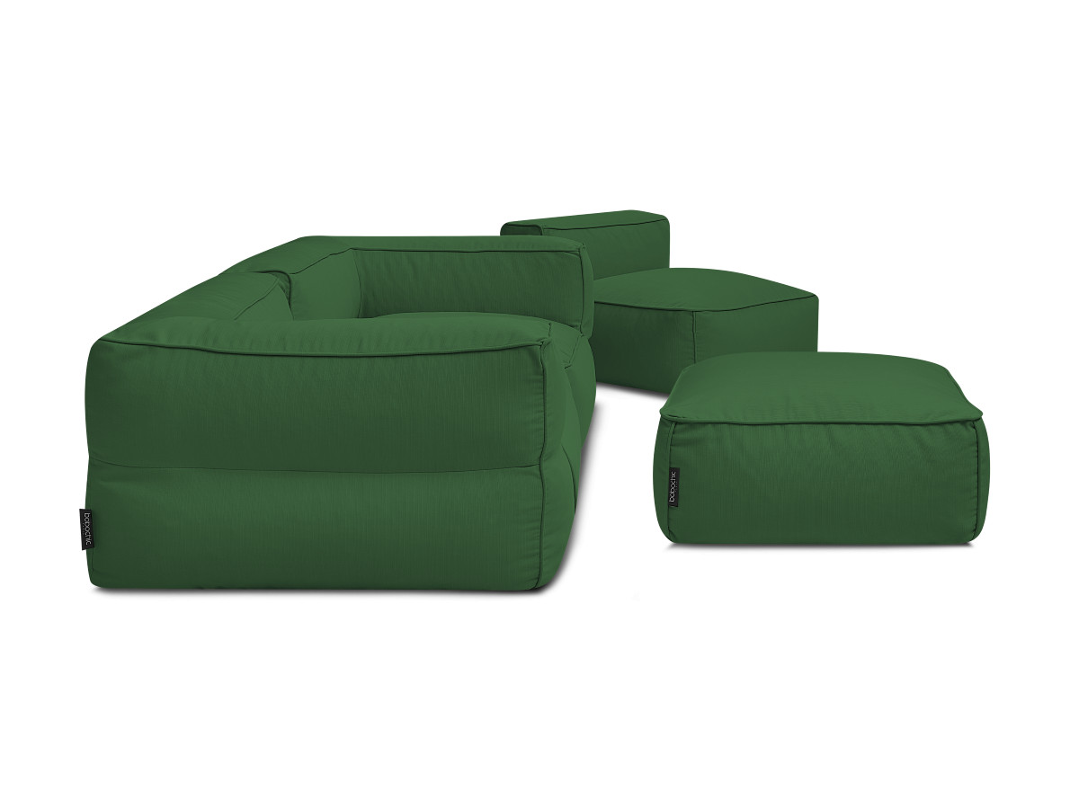 Modulaire tuinbank GIULIA met beschermhoes, 2 hoeken, 1 eenpersoonsfauteuil en 1 poef