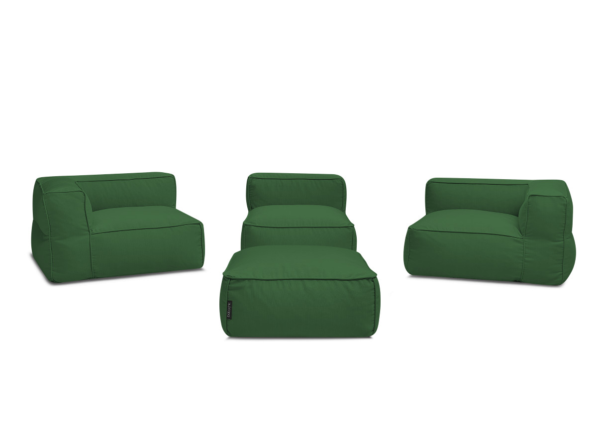 Modulaire tuinbank GIULIA met beschermhoes, 2 hoeken, 1 eenpersoonsfauteuil en 1 poef